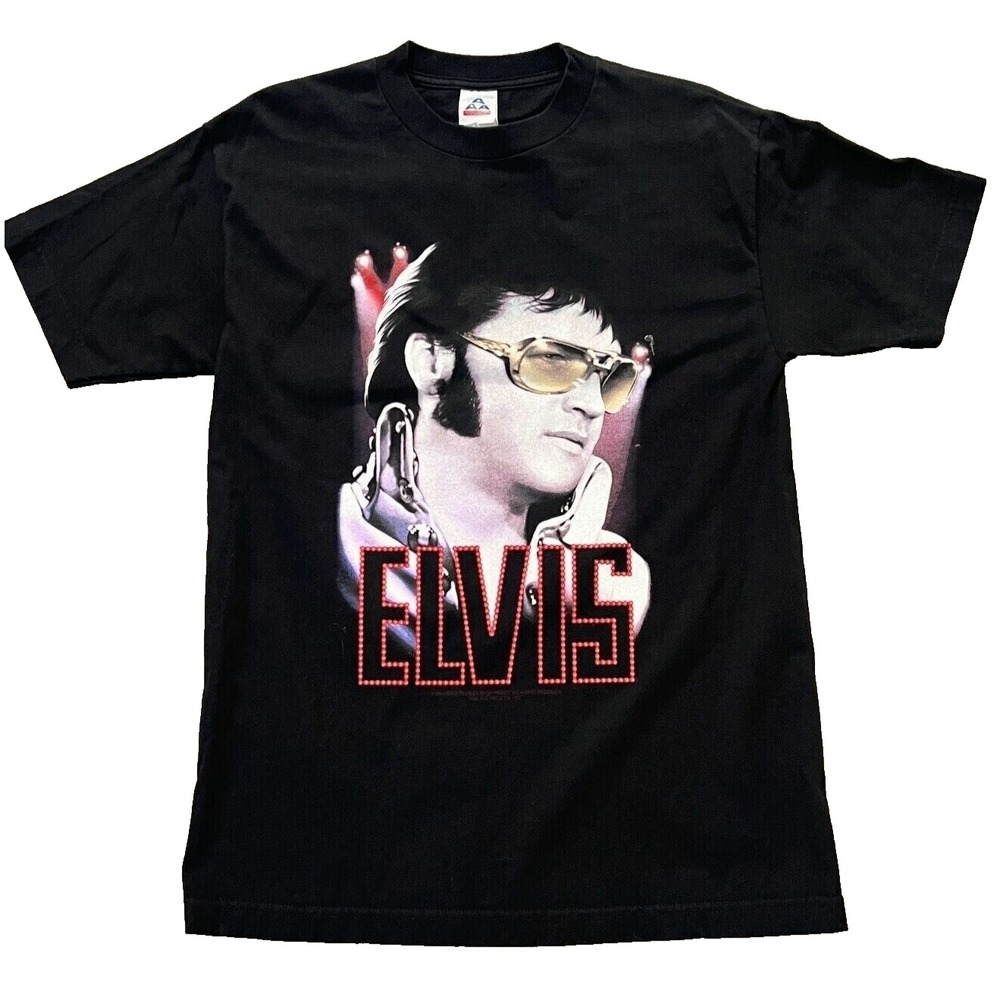 Vintage Elvis‎ Presley Shirt Mens Medium Black Concert Tour Music King Of Rock